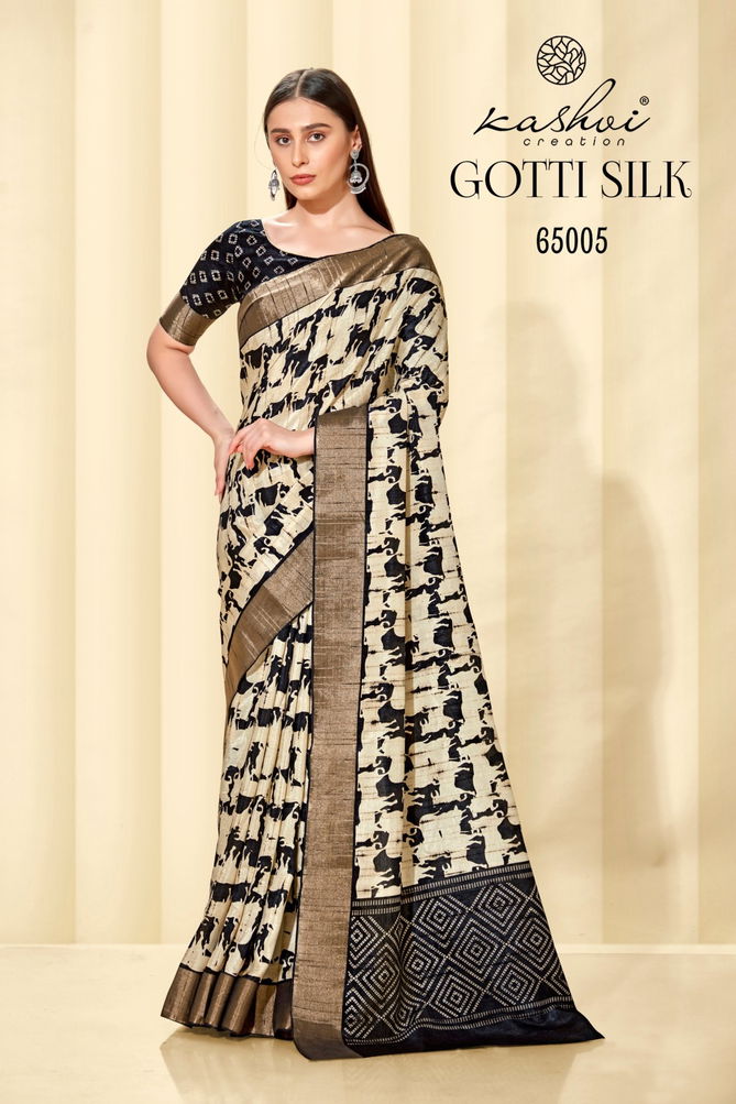 Gotti Silk By Kashvi 65001-65008 Daily Wear Sarees Catalog